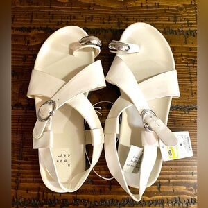 A New Day White Sandals with Silver Accents